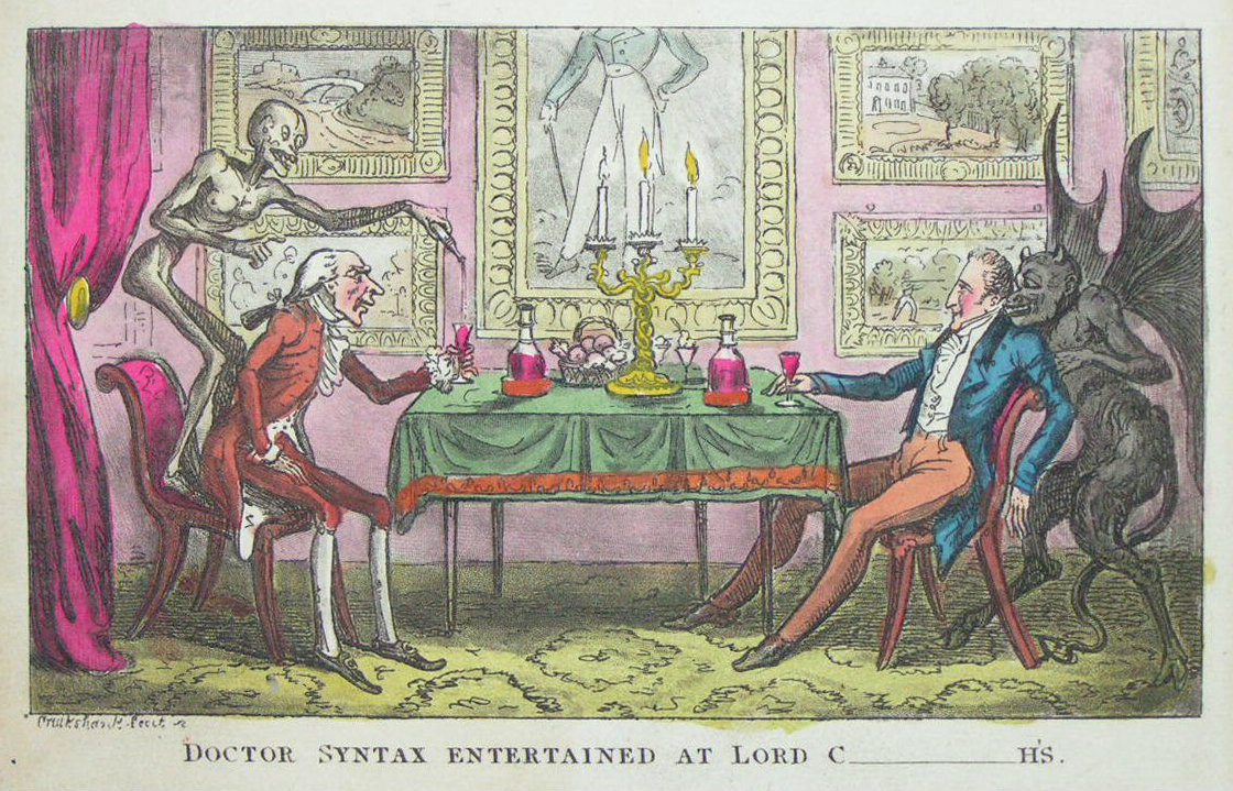 Aquatint - Doctor Syntax Entertained at Lord C-----h's - 